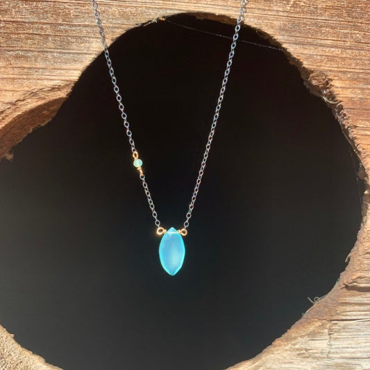 Blue Marquis Chalcedony Necklace