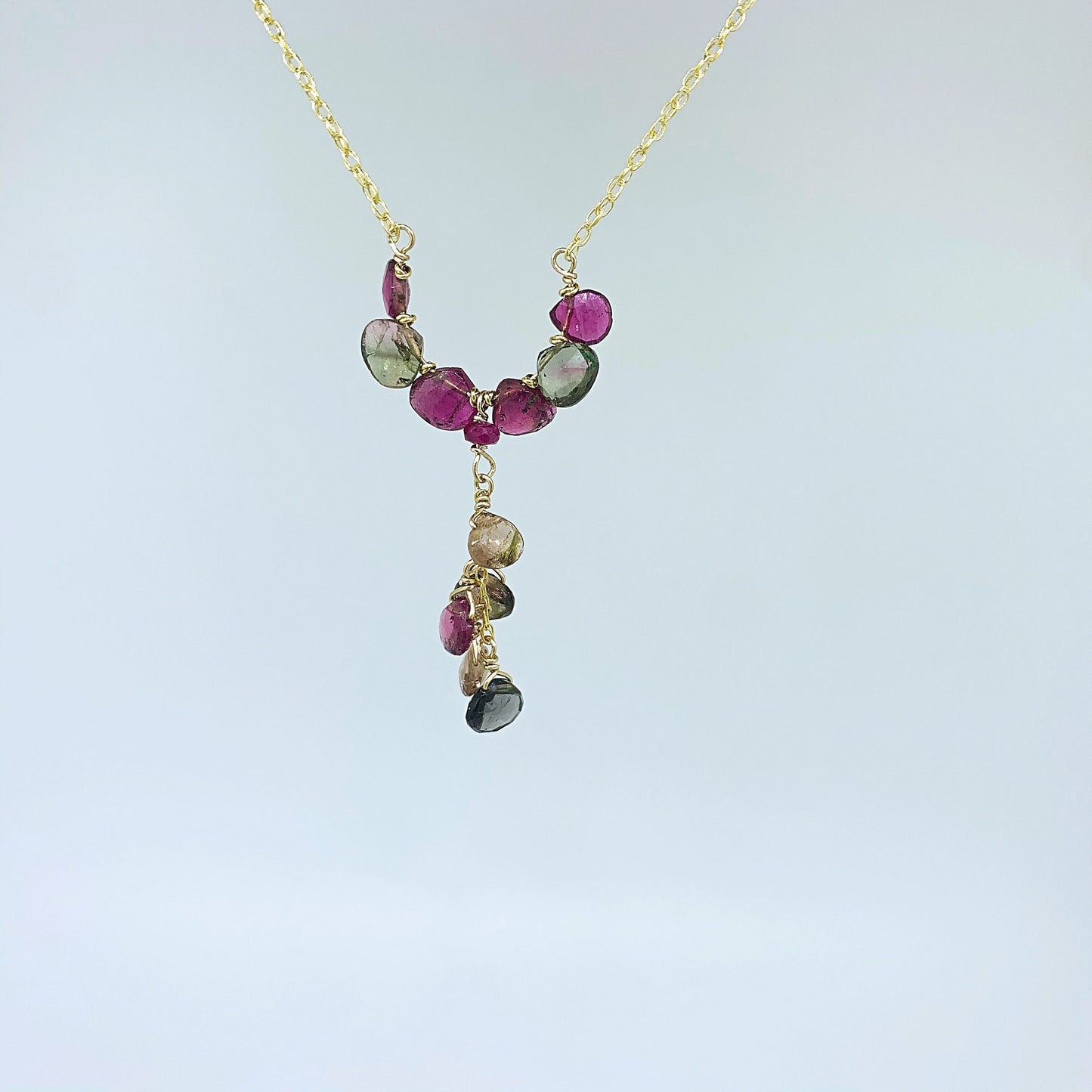 Watermelon Tourmaline Horseshoe Necklace