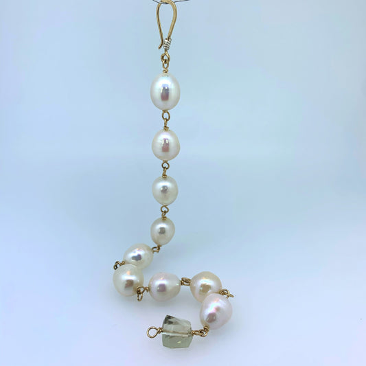 Pearl Chain Bracelet with Prasiolite Accent
