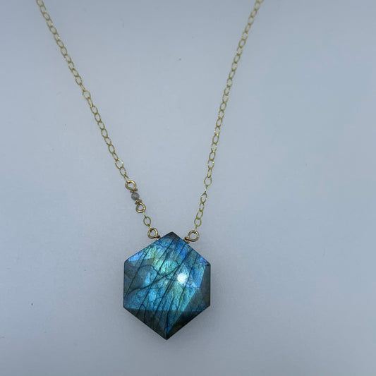 Labradorite Hex with Accent Necklace