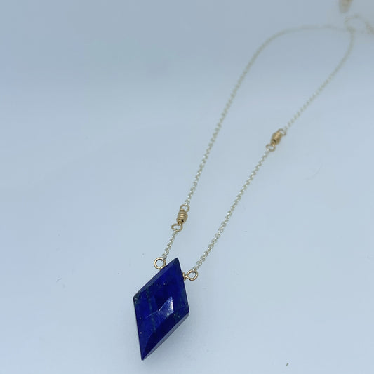 Blue Lapis Diamond Shape Necklace