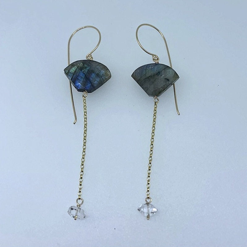 Labradorite Fan and Herkimer Drops