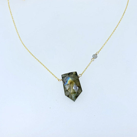 Labradorite Shield and Labradorite Accent Necklace