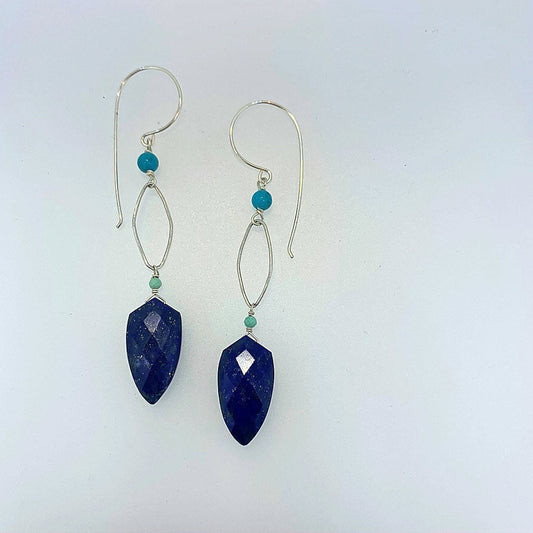Lapis and Turquoise Spade Drop