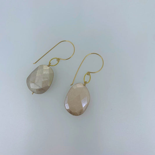 Pink Moonstone with Twisted Link Earrings