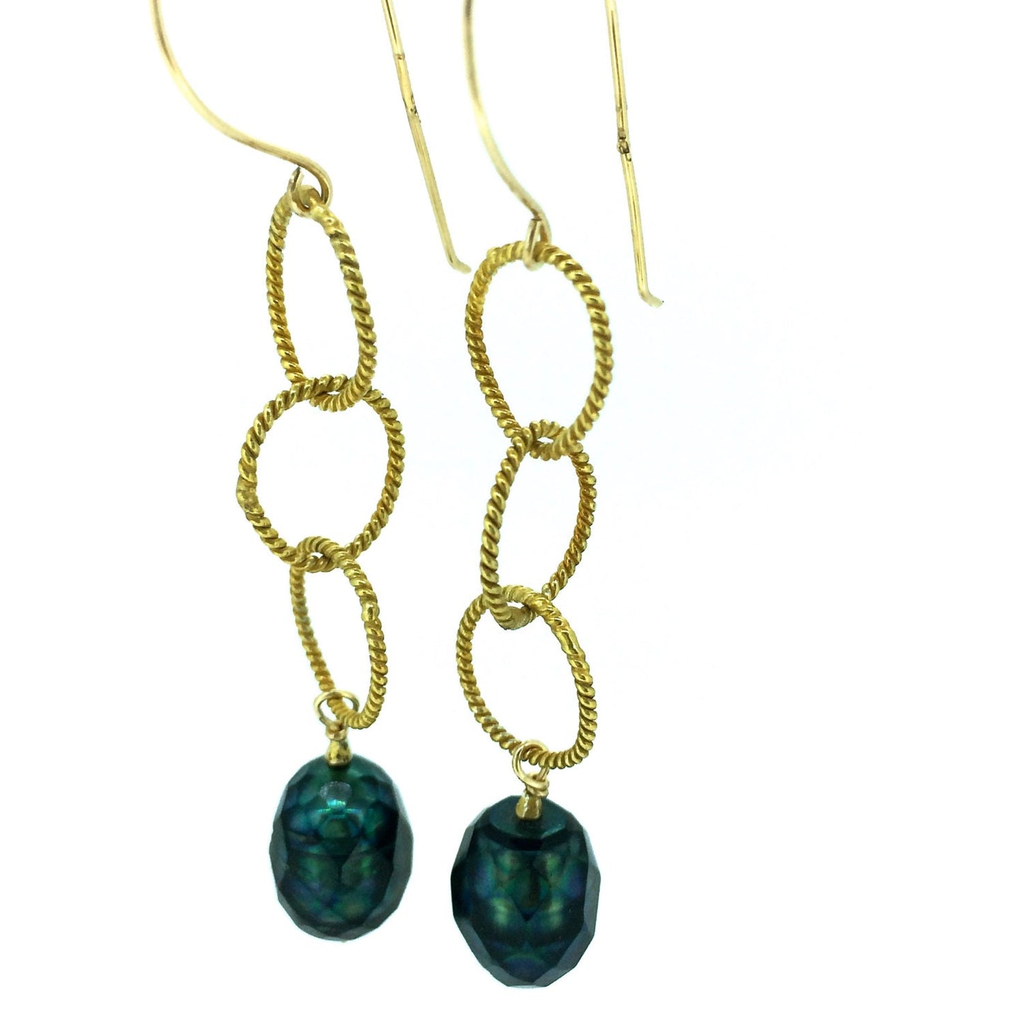 Faceted Peacock Pearl Earrings