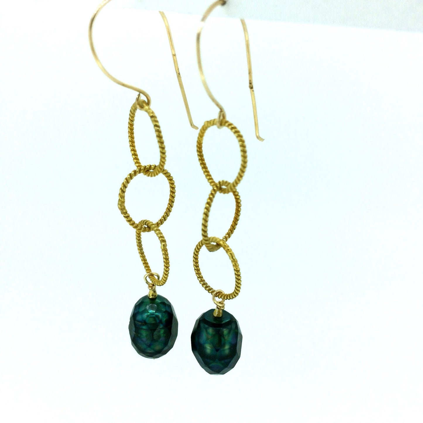 Faceted Peacock Pearl Earrings